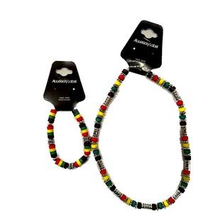 Beads Necklace & Beads Bracelets Rasta Jamaica Caribbean Red Green Yellow black